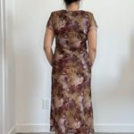 Jessica Howard  Petite Floral Chiffon Midi Dress Brown Purple‎ Overlay 90s Mom Photo 2