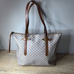 Fossil  Felicity Tote Signature Bag Brown Beige Leather Trim Carryall Shopper Photo 1