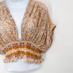 Free People Next Vacation Smocked Crop Top Blouse Open Back Boho Peasant Medium Photo 6