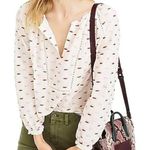 J.Crew Point Sur Metallic Popover Blouse Top V Neck Lace Trim Boho White Small Photo 0