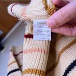 Amazon NWOT V Neck Cream Multicolor Striped Long Sleeve Acrylic Sweater Small Photo 4