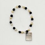 Vintage Mary Kay Beaded Bracelet with The Look Silver Tone Charm Black Photo 0