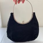 NWOT black silver‎ butterfly floral beaded lined snap small hand bag purse Photo 1