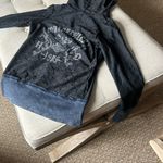 Harley Davidson Reversible Acid Washed and Black Lace Full Zip Biker Hoodie Blue Size XL Photo 6