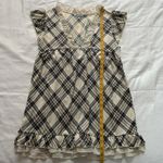 Rosa Cherie Cream brown plaid babydoll tunic top ruffles V Photo 6