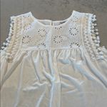 Rain & Rose White Sleeveless Top with Eyelet Details and Tassels size XL Photo 2