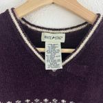 White Stag Vintage 90s Dark Purple Fair Isle Soft V Neck Sleeveless Sweater Vest Photo 4