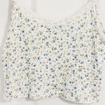 Brandy Melville  Pastel Blue White Floral Lace Bow Stretchy Crop Tank Top Photo 1
