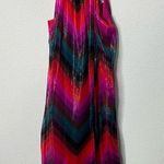 Trina Turk  Metallic Chevron Striped Trapeze Halter Dress Womens Size S Photo 2