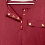 Women’s Long Sleeve Quarter Snap Down Pocket Henley Maroon Size Large NWOT Red Photo 1