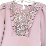 See By Chloe  Pink Ruffled Lace Bib Tiered Long Sleeve Midi Dress Size 36/ US 4 Photo 4