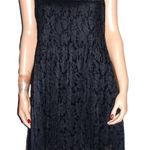 Zara Black Velvet Trapeze Bow Tie Neck Dress L NWT Photo 0