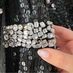 Mac Duggal NEW V Neck Sequin & Rhinestone Embellished High Slit Maxi Gown Black Photo 7