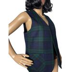 American Vintage Vintage Plaid Green wool open front pocketed vest lined size medium Photo 12