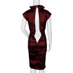 DJ Jaz Dress‎ Womens 4 Red Black Iridescent Ruched Bodycon Mini Elegant Romantic Photo 4