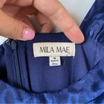 Mila‎ Mae Satin Pleated Midi Dress Navy Blue S Photo 3