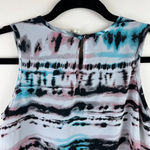 Japna  Tie Dye Stripe Chiffon Tank Top Blue Black‎ White Multi Small Flowy Y2K Photo 5