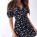 Elodie NWT  Black Pink White Floral Babydoll Shirtdress Mini Dress New Cottage Photo 0