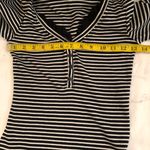 Old Navy Bella swan Y2K Black white striped henley top shirt blouse long sleeve ruffle trim-S #goth #punk #grunge #whimsygoth #cottagecore Measurement in pics Great condition Photo 3