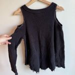 Free People Sunrise Cold Shoulder Waffle Knit Sweater in Black Size XS Photo 13