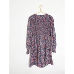 Boden Smocked Bodice Mini Dress Size 12L Blue Floral Long Sleeve Boho Preppy Photo 13