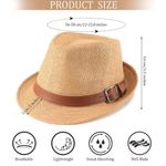 Boutique Ultrafun Straw Fedora Hat Classic Manhattan Dark Gray Black Belt Buckle Band Uni Photo 4