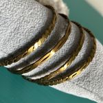 Vintage 4 Piece Collection Brass Antique Gold Colored Bangle Bracelets Set Photo 2