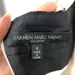 Carmen Marc Valvo  Pleated Cocktail Party Halter Dress Black White Beaded Size 4 Photo 12