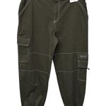 Rachel Paige Pants Womens Sz XL Green Cargo Contrast Stitch Utility Joggers Y2K Photo 0