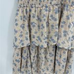 Storia  boho short sleeve floral beige ruffle smocked preppy midi dress sz medium Photo 11