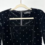 Cider  Sz Medium Black Velvet Midi Dress Long Sleeve Polka Dots Party Holiday NYE Photo 1