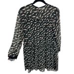 ZARA  Basic Sheer Black Long Sleeve Belt‎ Print Babydoll Shift Mini Dress Size M Photo 1