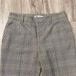 ZARA Check Plaid High Waisted Stretch Cigarette Brown Trousers Pants Size 6 Photo 2