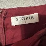 Storia Women's Size Small Square Neck Babydoll Red Floral Appliqué Mini Dress Photo 3