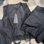 NWT house of Harlow Black Lace Trim Vest and Shorts Set size xs Photo 4