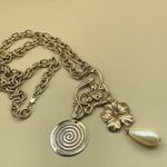 Vintage festival boho large link textured necklace White Photo 4