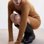 Mango MNG Short Knitted Dress Longsleeve Brown NWT Size 6 Photo 5