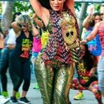 Zumba • All Night Metallic Capri Leggings cropped gold foil medallion print Photo 2