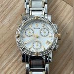 Bulova Chronograph Diamond Ladies Watch Pearl Dial Two-Tone Bracelet Case Photo 4