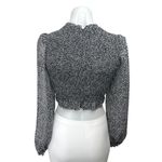 Aritzia Wilfred Tempest Black Floral Smocked Puff Sleeve Crop Top Blouse Sz 2XS Photo 1