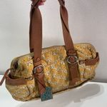 Fossil  Floral Shoulder Bag Hobo Boho Key Charm Leather Trim Side Pockets Cottage Photo 0