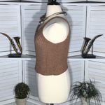 Moon & Madison Cropped Tank Top Sleeveless Crocheted Cable Knit Rose Pink sz XL Photo 3