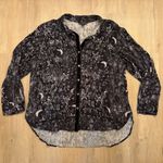 Rock & Republic Celestial Star Moon Print Shirt Black Rayon Boho Witchy Top XL Photo 0