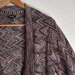 Apt. 9  Purple Gold ZigZag high low Open Waterfall Cardigan metallized 70s sz XL Photo 4