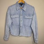 Forever 21 100% Cotton Light Blue Boxy Cropped Schaket MEDIUM Photo 0