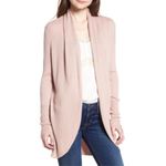 Leith  Ribbed Shawl Cocoon Open Front Cardigan Sweater in Dusty Rose Pink, XS‎ Photo 12