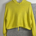 American Eagle Womens Cropped Knit Hoodie Yellow Pullover Sweater size‎ XS Photo 0