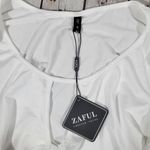 Zaful  Front Tie‎ Cutout Cropped T-shirt White M NWT Photo 2
