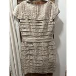 Cynthia Steffe  Women’s Beige shimmery Tiered Dress Formal Wedding Baptism Size 8 Photo 7