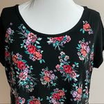 Just Be  Black Floral Short Sleeve Top Photo 5